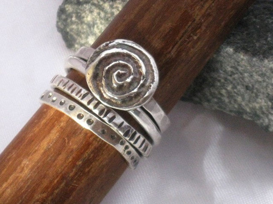 Thin Sterling Textured Stacking Rings