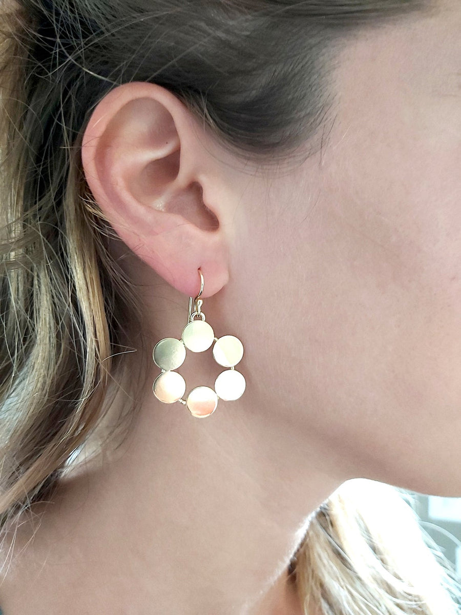 Circle Gold Earrings,Gold Geometric Earrings,Modern Geometric Dangles,Statement Dangles,Flat Earrings,Statement Earrings,Mother's Day Gift