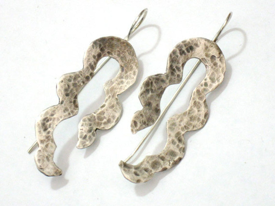 Minimalist Sterling Silver Snake Dangle Earrings.