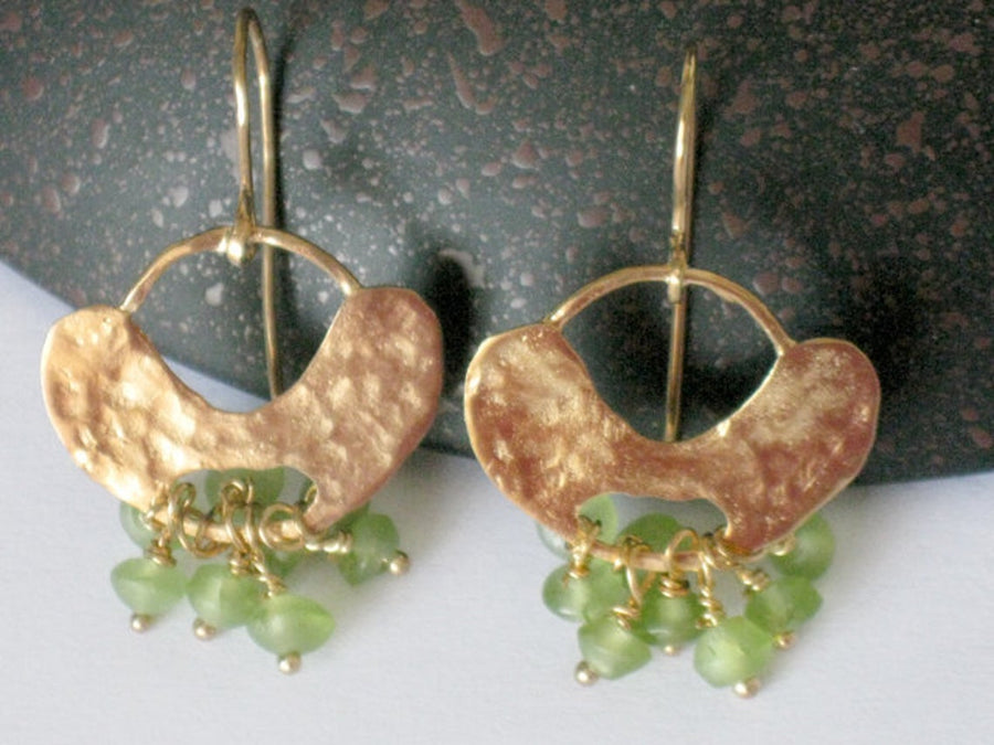 Gold Cheerful Peridot Dangle Earrings.