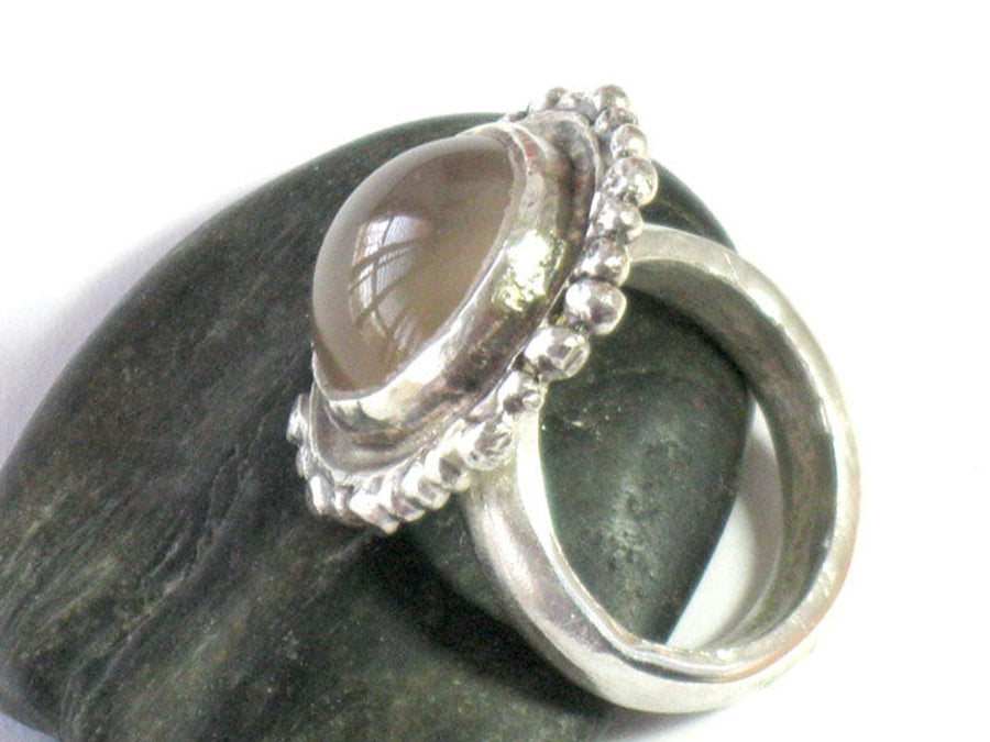 Unique Natural Moonstone Silver Ring