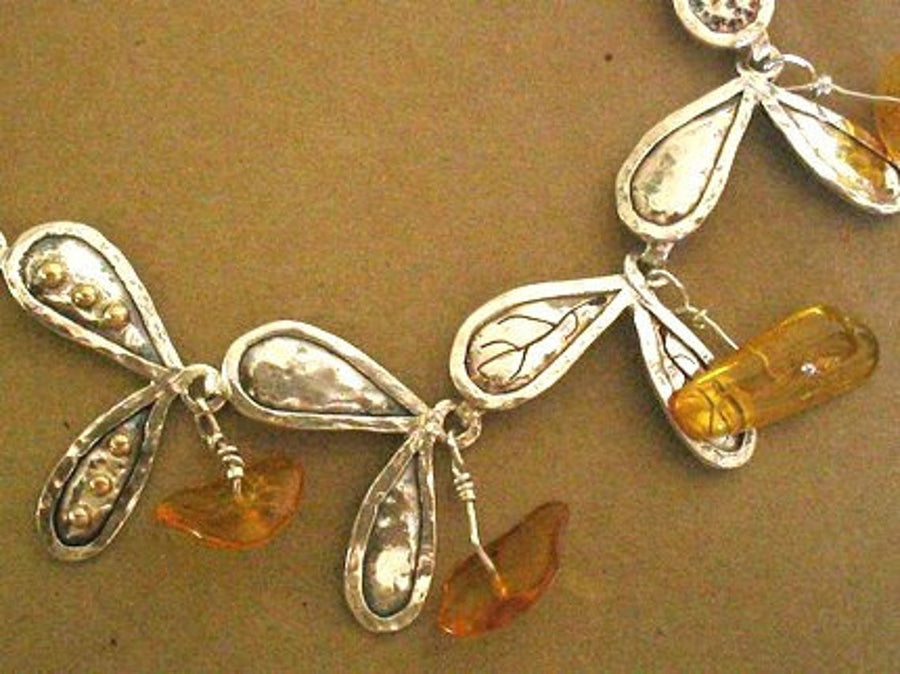 Statement Silver Amber Necklace.