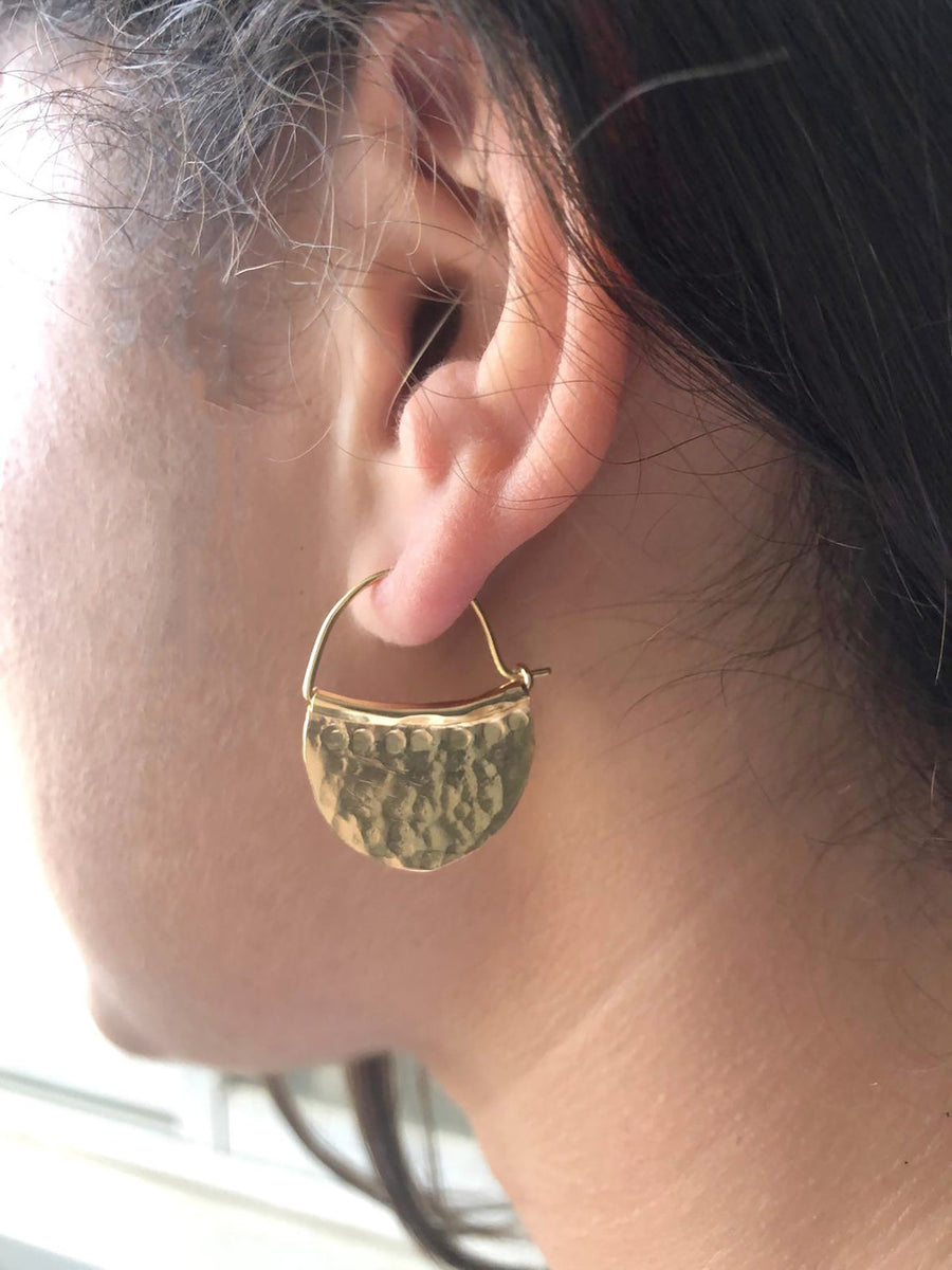 Gold Hoop Earrings,Everyday Earrings,Gold Hoops,Textured Jewelry,Tribal Gold,Hand crafted Hoops,Unique for Women,Gift for her