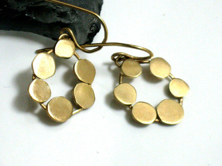 Gold Geometric Handmade Flower Earrings