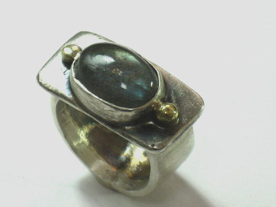 Labradorite Rectangle Sterling Ring