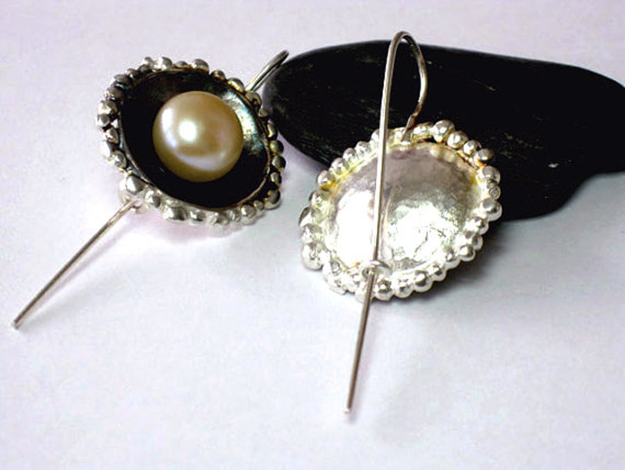 Dangle Pearls, Silver Earrings, Pearls for Bride, Earrings Sterling Silver, Pearls for Ears, Pearl Drop Earrings, Valentine Gift