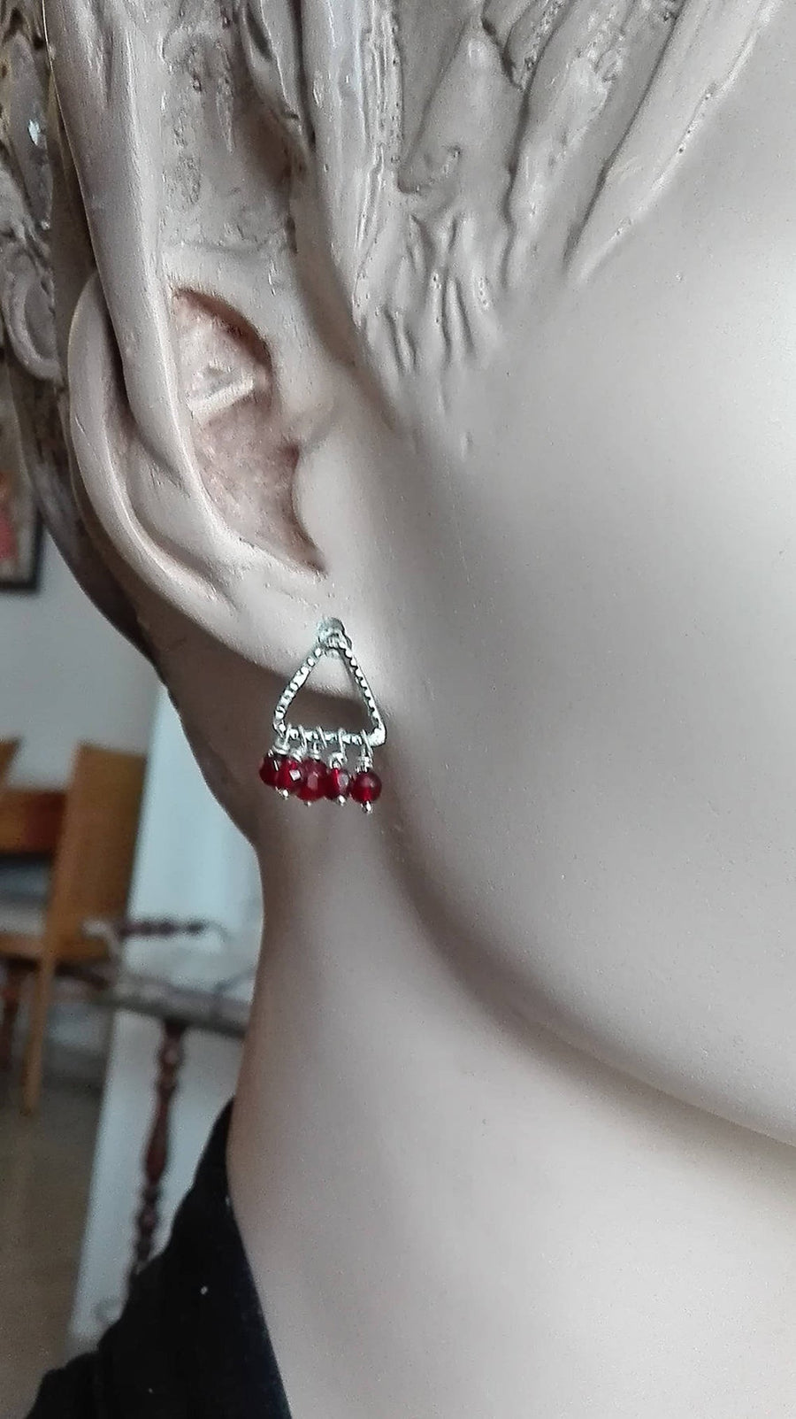 Sterling Agate Beads Dangle Earrings