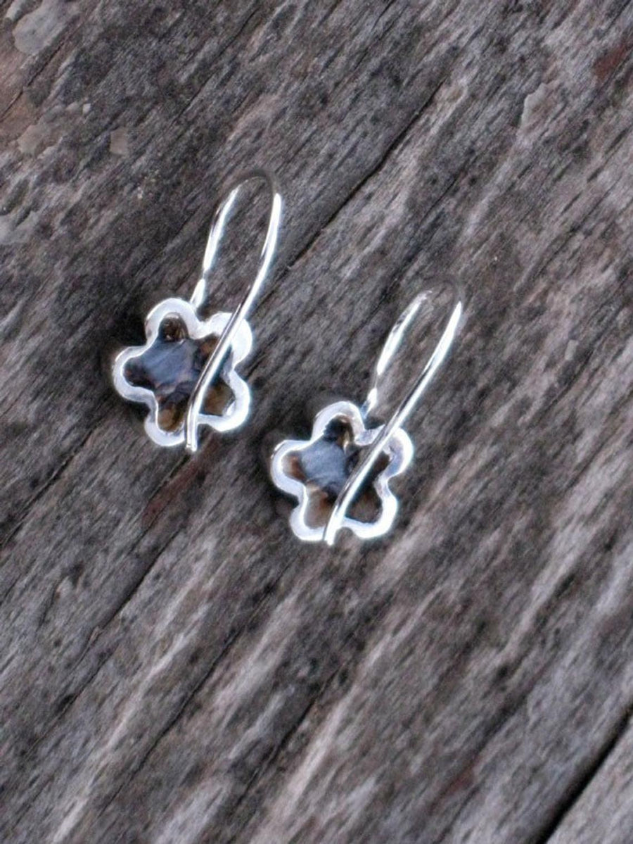 Silver Flower Earrings,Small Dangles,Handcrafted Earrings,Cute Earrings,Minimalist Dangles,Sterling Silver,Floral Earrings,Holiday Gift