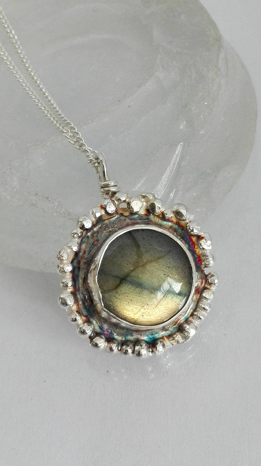 Sterling Chain and Labradorite Pendant Necklace