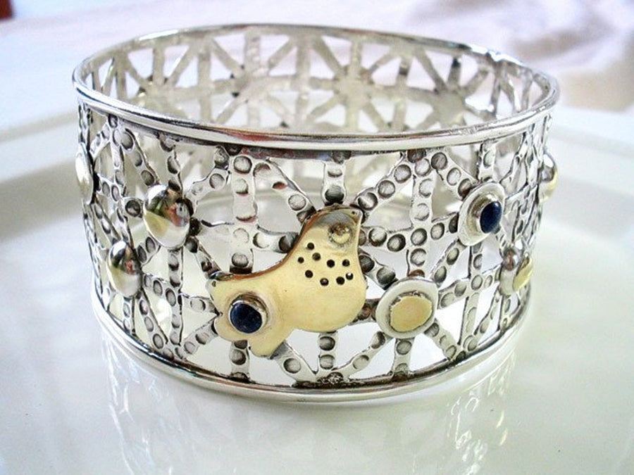 Statement Sterling Silver and Gold Bangle
