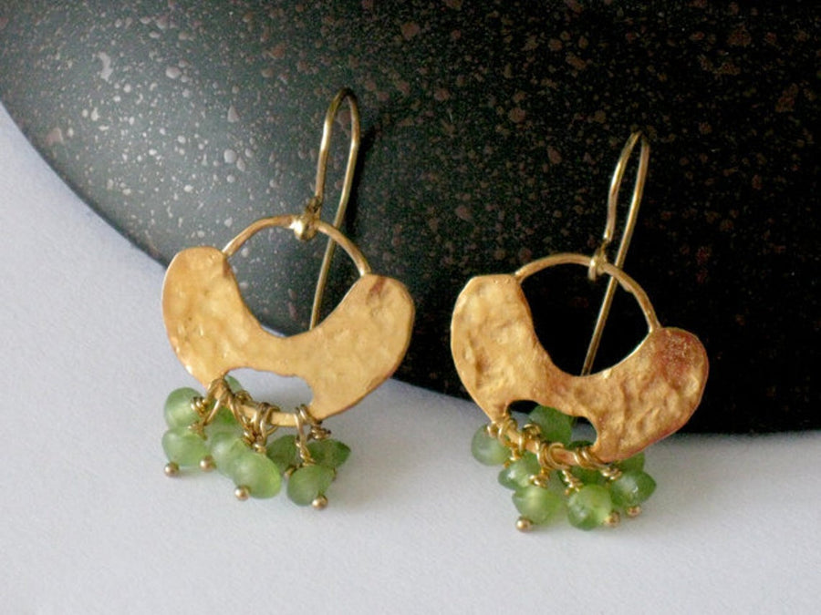 Gold Cheerful Peridot Dangle Earrings.