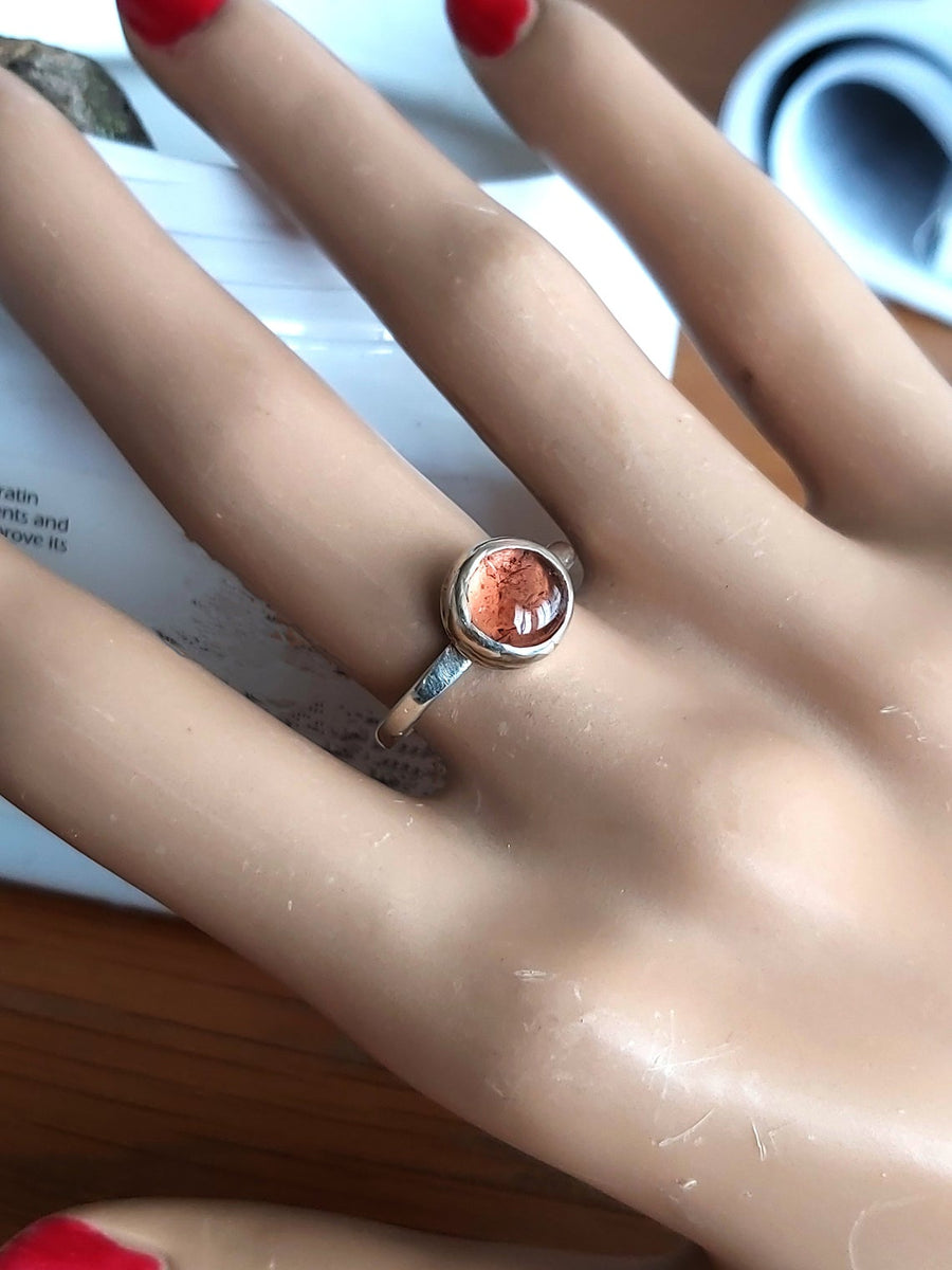 Minimalist Solitaire Peach Tourmaline Ring