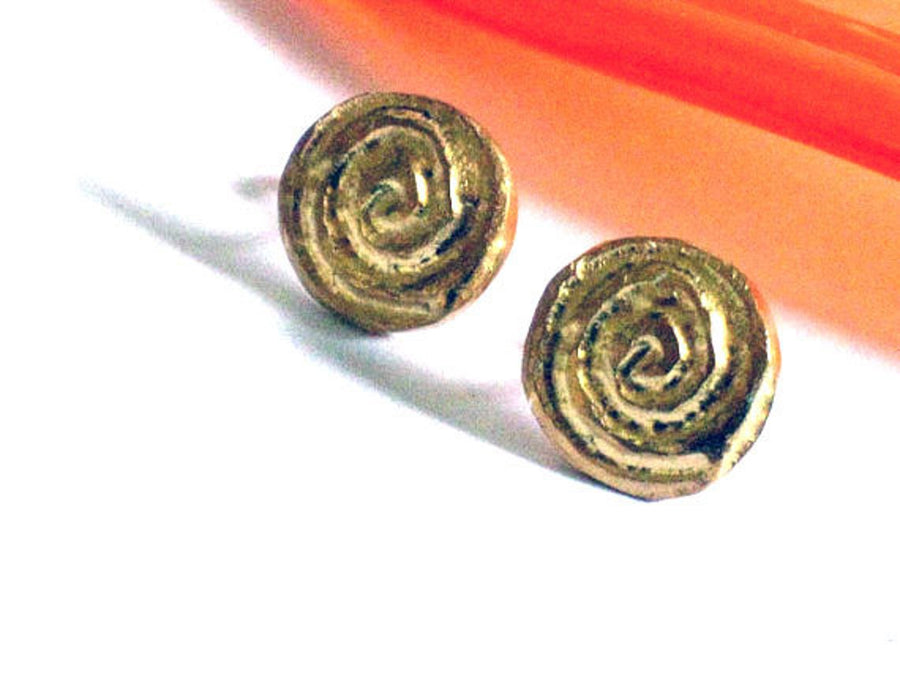 Yellow Gold Spiral Stud Earrings