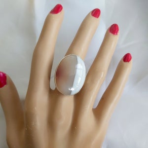 Unusual Oval Agate and Silver Ring