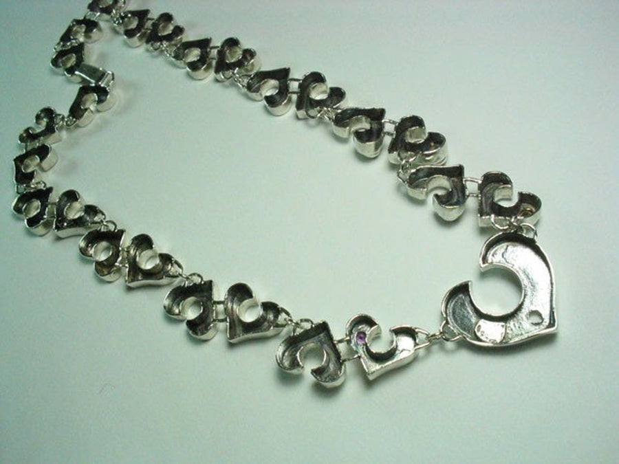 Statement Sterling Three Dimension Heart Necklace
