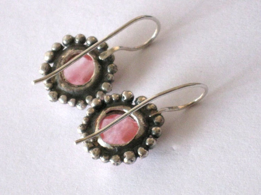 Sterling Pink Stone Dangle Earrings
