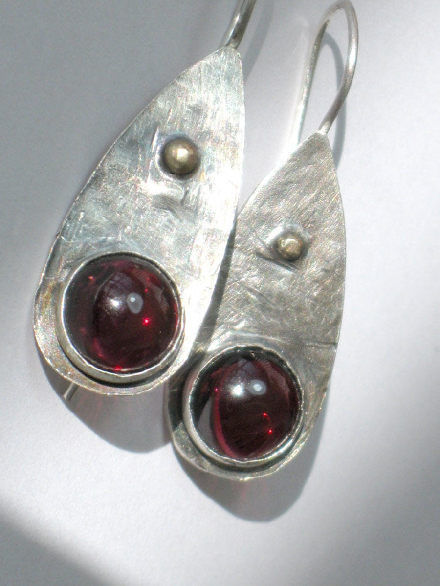 Sterling Teardrop Garnet Dangles Earrings