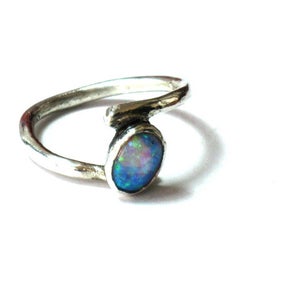 Sterling Opal Ring, Silver Opal ring, Opal Stone Ring, Blue Opal Ring, Light Blue Ring, Sterling Opal Ring, Delicate Silver Opal ring,