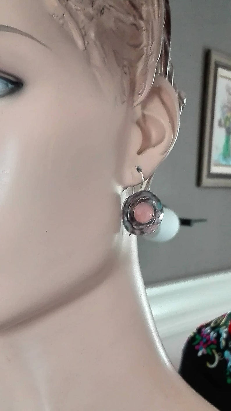 Sterling Pink Chalcedony Dangle Earrings