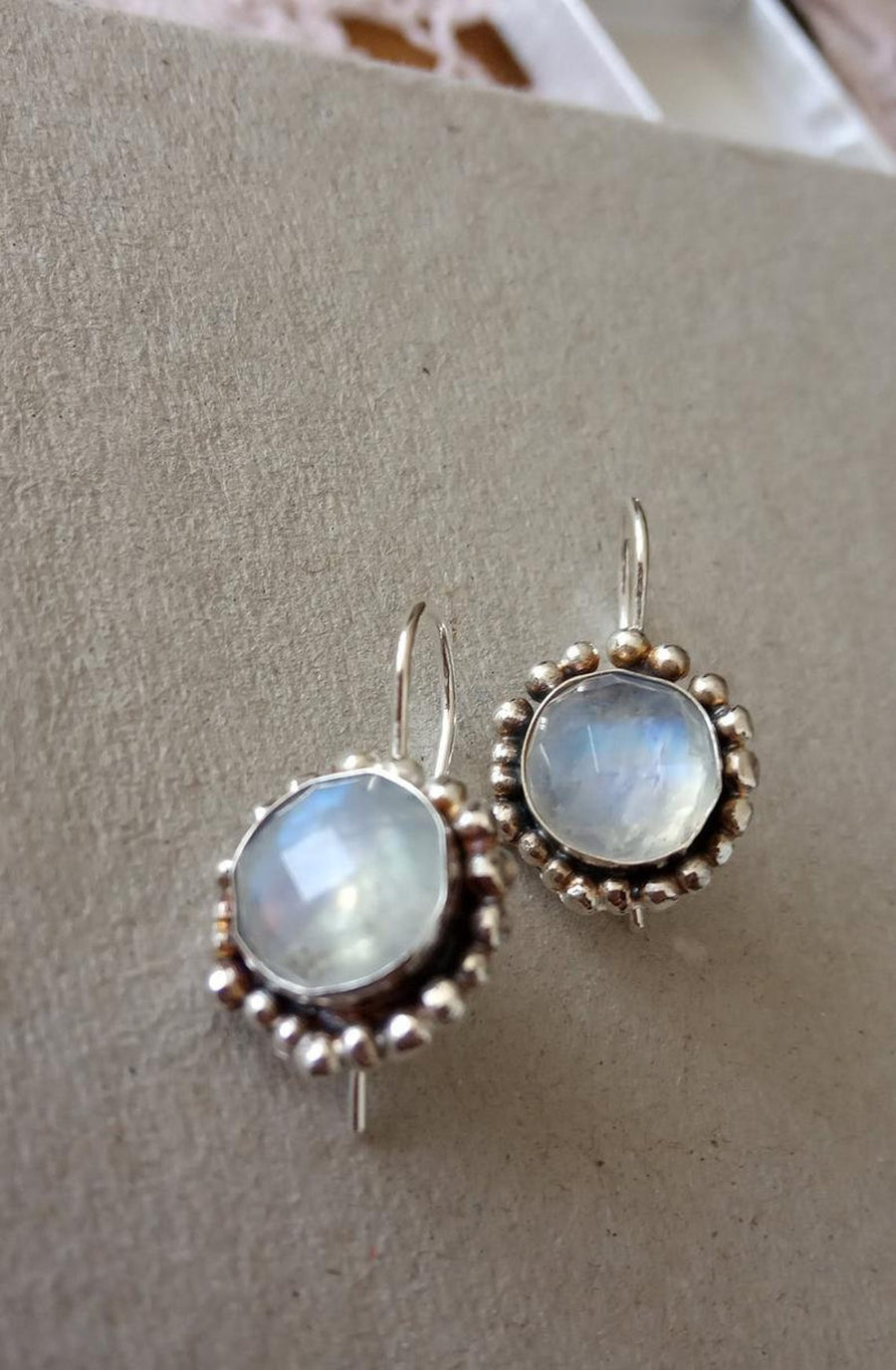 Silver Dangle Earrings with Moonstones