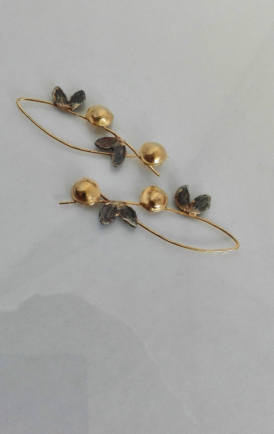 Long Black Gold Dangle Earrings