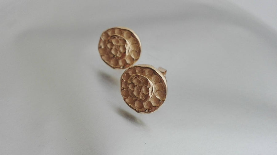 Circle Textured Gold Stud Earrings