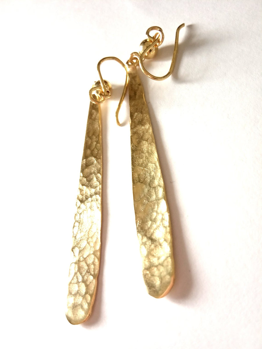 Long Yellow Gold Dangle Earrings