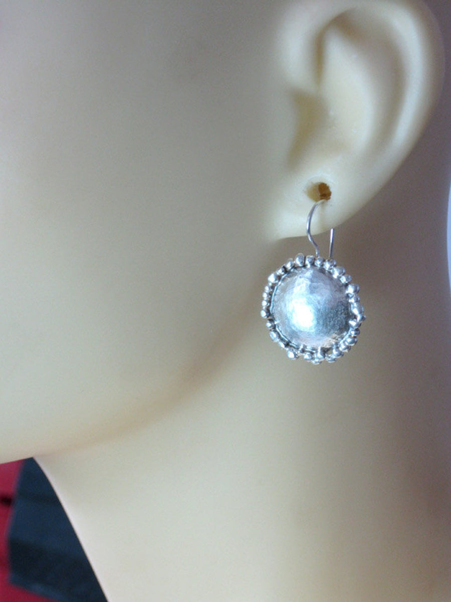Round Dome Sterling Dangle Earrings