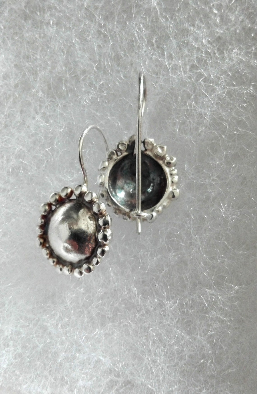 Small Silver Dangle Dome Earrings