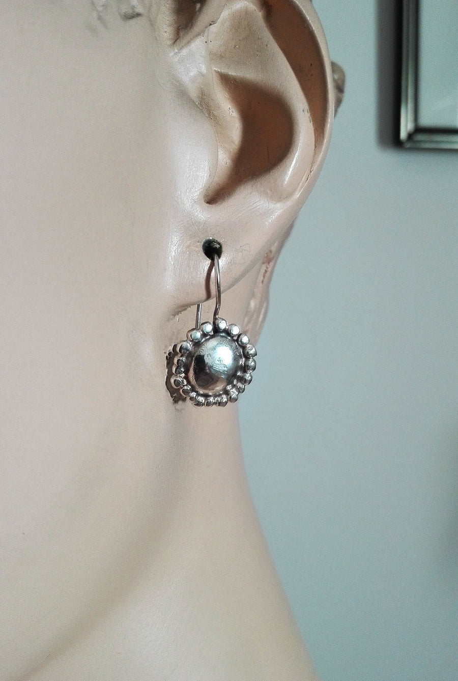 Small Round Dome Silver Earrings