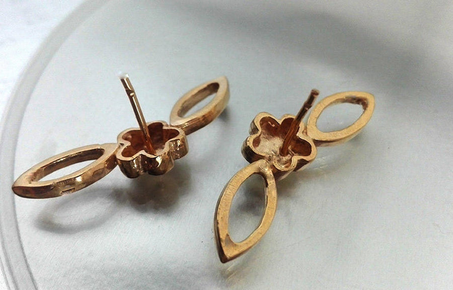 Flower Ear Cuff,Gold Earrings,Stud Earrings,Ear Climber,Leaf Earrings,18k Gold Plated,Sterling Silver,Nickel Free Jewelry,Gold Ear Cuff
