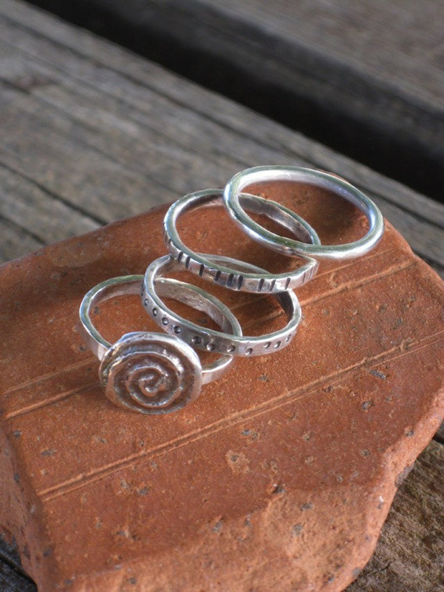 Thin Sterling Textured Stacking Rings