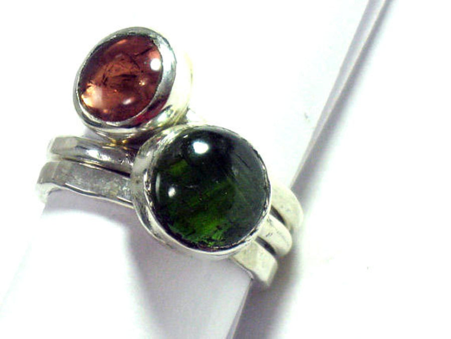 Green Tourmaline Silver Stacking Ring