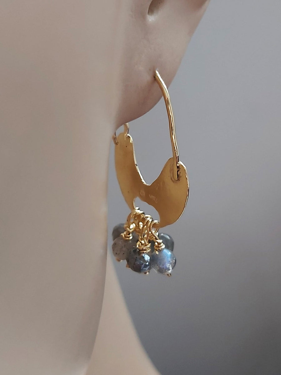 Gold Labradorite Hoop Earrings