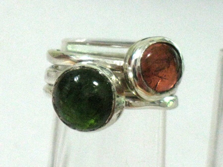 Green Tourmaline Silver Stacking Ring
