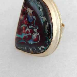 Large Opal Stone Gold Ring