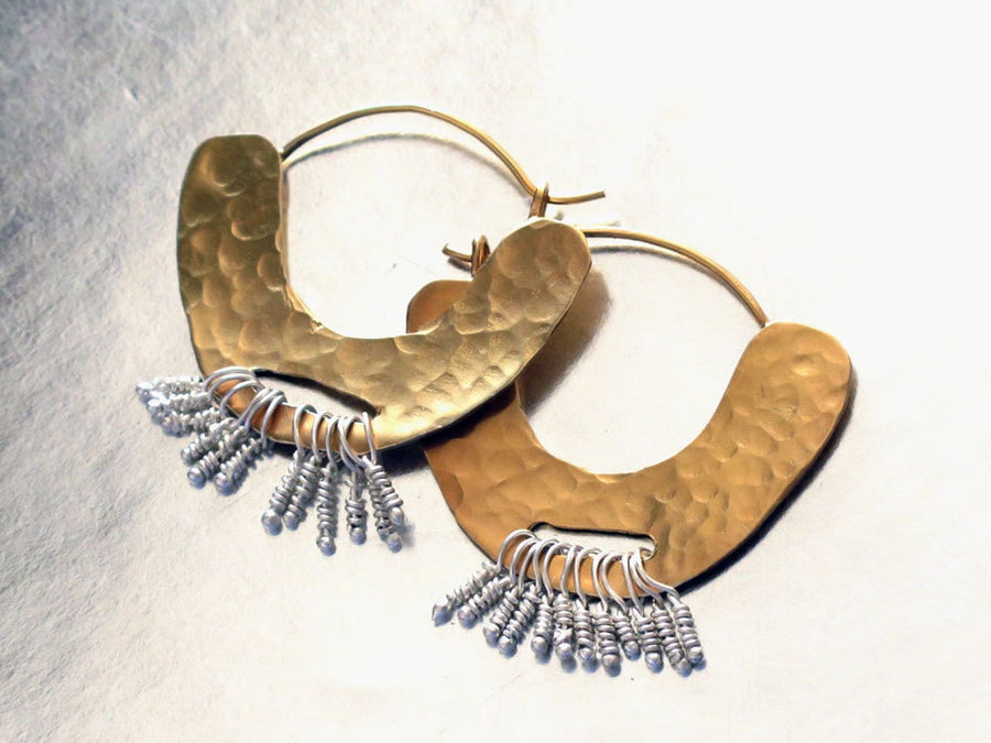 Large Crescent Gold Hoop Earrings