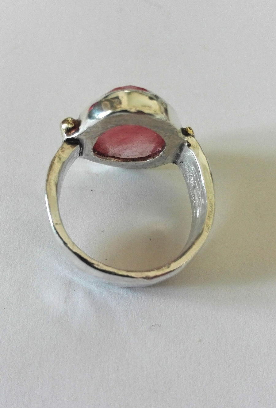 Two Tone Rose Cut Pink Stone Ring