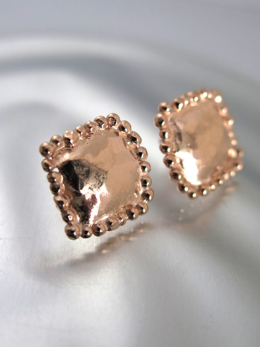 Square Statement Rose Gold Ear Studs