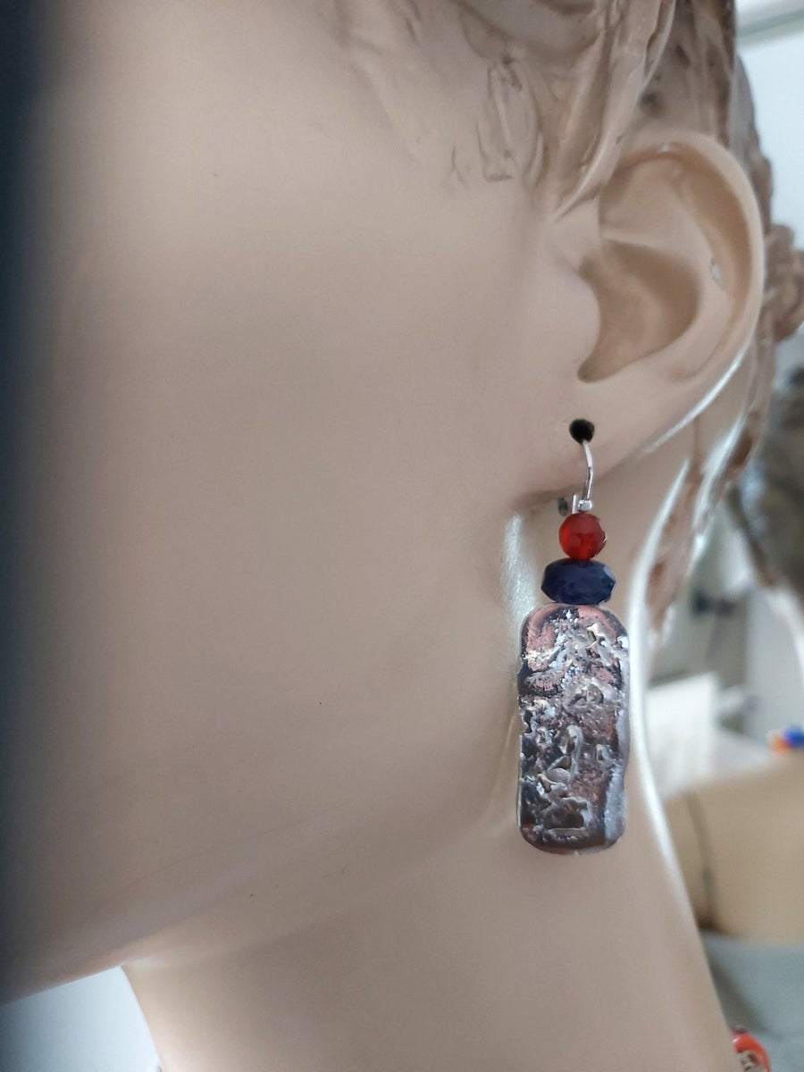 Unique Rectangle Artisan Silver Earrings