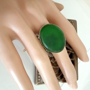 Sterling Silver Green Sea Glass Ring