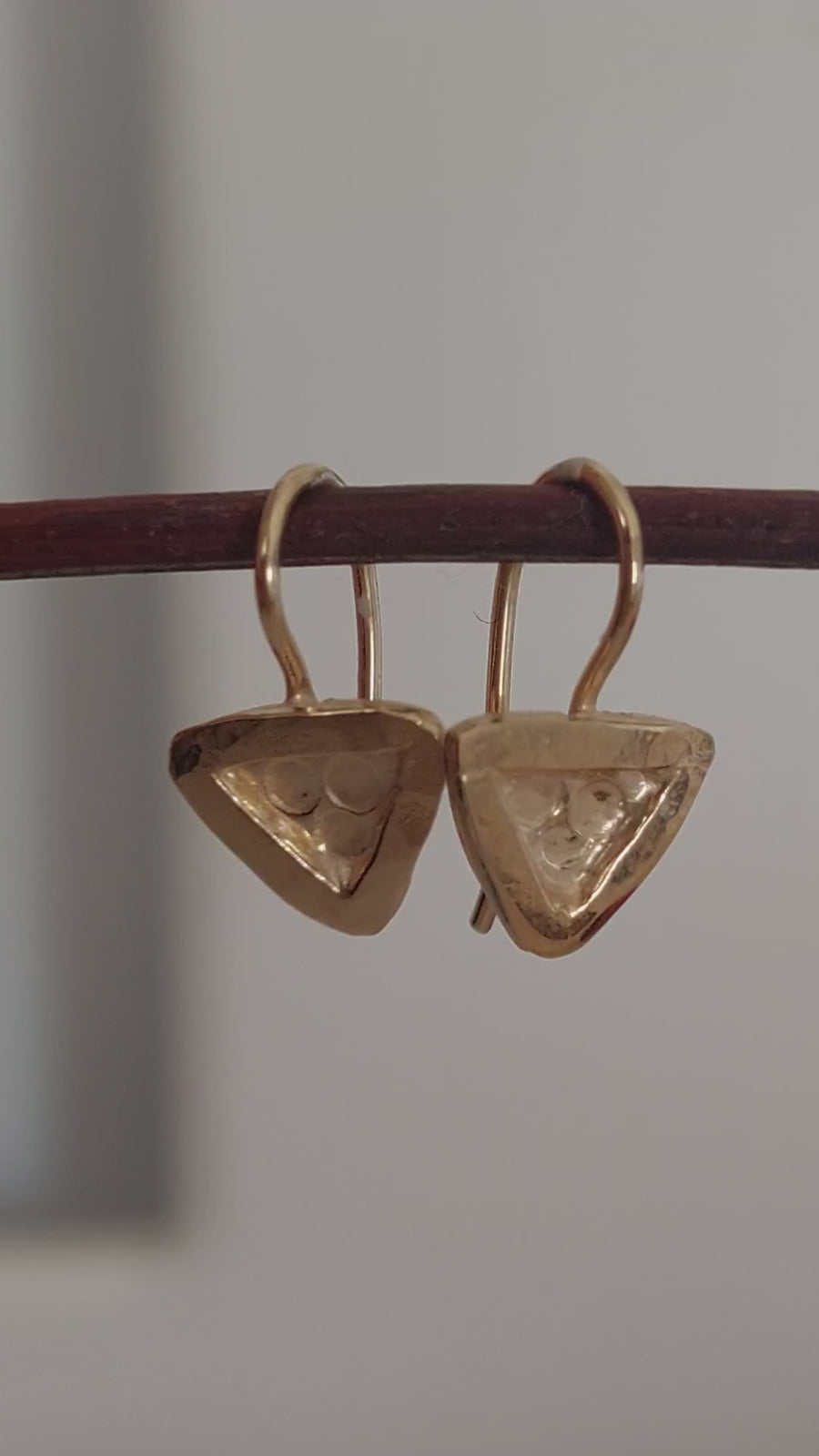 Short Gold Triangle Dangle Earrings