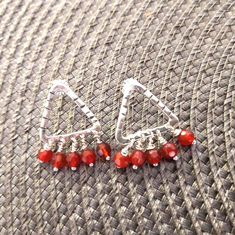 Sterling Agate Beads Dangle Earrings