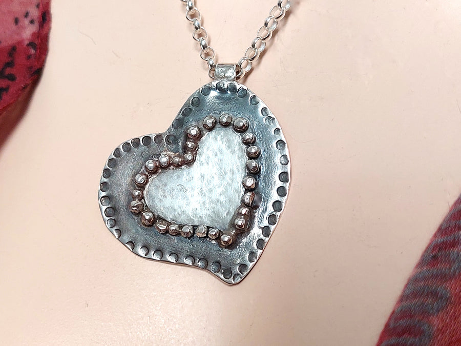 Statement Sterling Heart Pendant Necklace