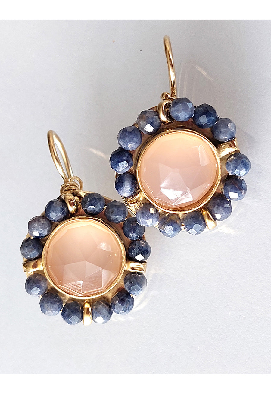 Sapphire and Chalcedony Goldfilled Earrings