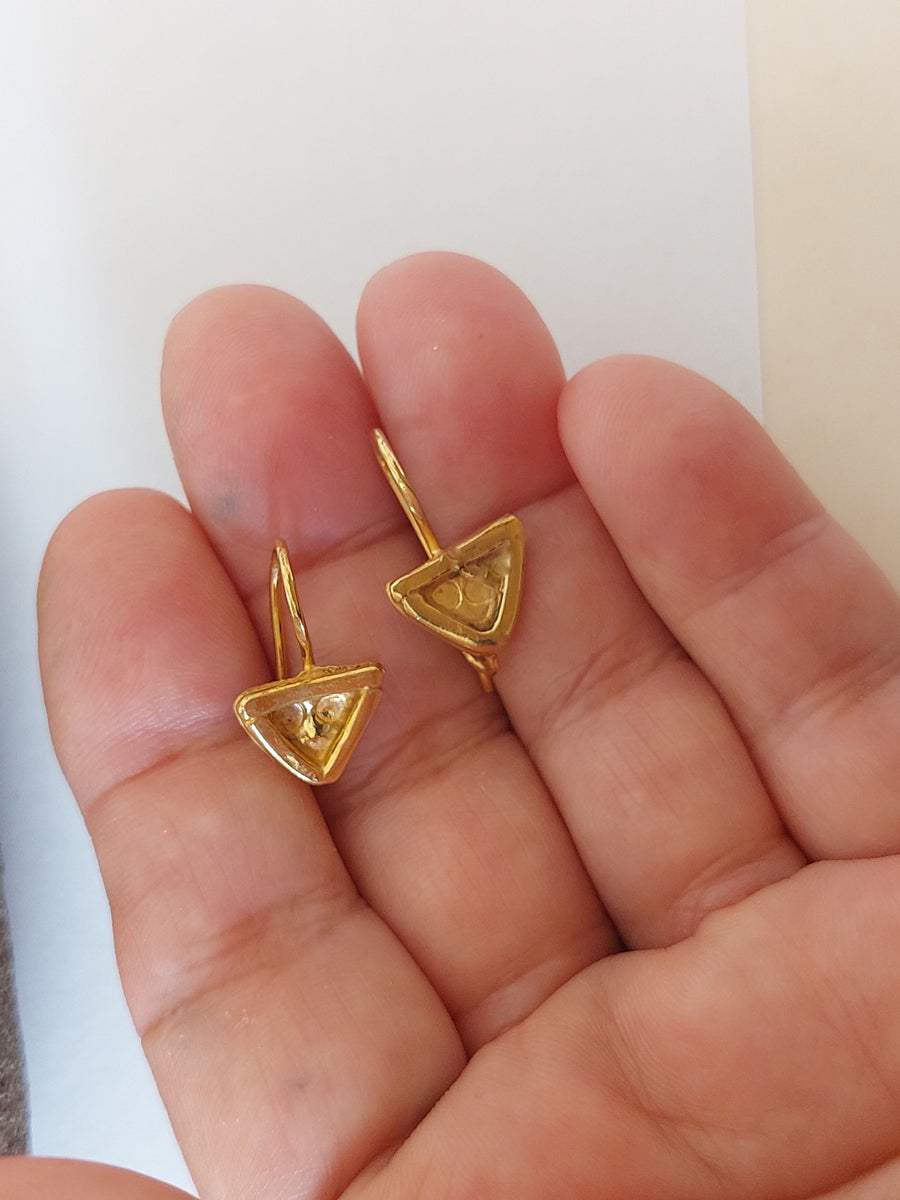 Short Gold Triangle Dangle Earrings
